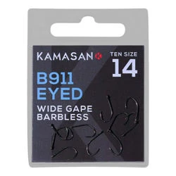 Kamasan B911 Wide Gape Barbless Eyed Hooks